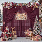 30ft×10ft Wrinkle Free Burgundy Backdrop Curtain Drapes, 6 Panels 5ftx10ft Sheer Tulle Chiffon Backdrop Panels, alternate