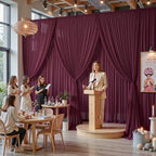 30ft×10ft Wrinkle Free Burgundy Backdrop Curtain Drapes, 6 Panels 5ftx10ft Sheer Tulle Chiffon Backdrop Panels, alternate