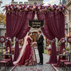 30ft×10ft Wrinkle Free Burgundy Backdrop Curtain Drapes, 6 Panels 5ftx10ft Sheer Tulle Chiffon Backdrop Panels, alternate