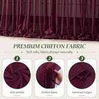 30ft×10ft Wrinkle Free Burgundy Backdrop Curtain Drapes, 6 Panels 5ftx10ft Sheer Tulle Chiffon Backdrop Panels, alternate