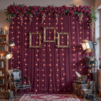 30ft×10ft Wrinkle Free Burgundy Backdrop Curtain Drapes, 6 Panels 5ftx10ft Sheer Tulle Chiffon Backdrop Panels, alternate
