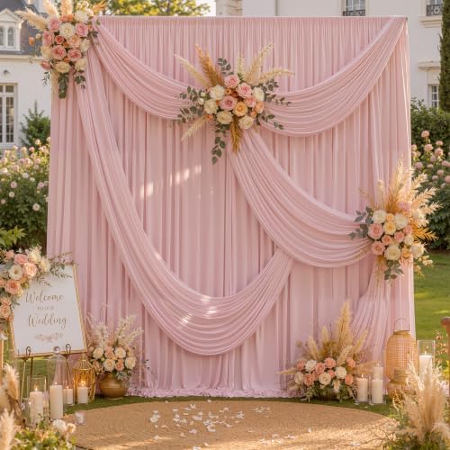 30ft×10ft Wrinkle Free Dusty Pink Backdrop Curtain for Parties in W5ftxH10ft_6 Panels in Dusty Pink