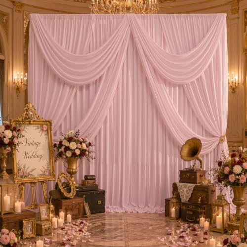 30ft×10ft Wrinkle Free Dusty Pink Backdrop Curtain for Parties in W5ftxH10ft_6 Panels in Dusty Pink, alternate view 6