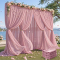 30ft×10ft Wrinkle Free Dusty Rose Backdrop Curtain Drapes, 6 Panels 5ftx10ft Sheer Tulle Chiffon Backdrop Panels