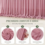 30ft×10ft Wrinkle Free Dusty Rose Backdrop Curtain Drapes, 6 Panels 5ftx10ft Sheer Tulle Chiffon Backdrop Panels, alternate