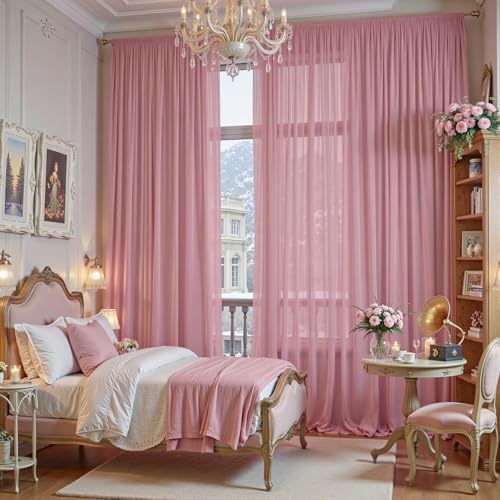 30ft×10ft Wrinkle Free Dusty Rose Backdrop Curtain Drapes, 6 Panels 5ftx10ft Sheer Tulle Chiffon Backdrop Panels, alternate
