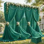 30ft×10ft Wrinkle Free Hunter Green Backdrop Curtain Drapes, 6 Panels 5ftx10ft Sheer Tulle Chiffon Backdrop