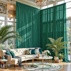 30ft×10ft Wrinkle Free Hunter Green Backdrop Curtain Drapes, 6 Panels 5ftx10ft Sheer Tulle Chiffon Backdrop, alternate view 7