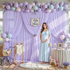 30ft×10ft Wrinkle Free Lavender Purple Backdrop Curtain Drapes, 6 Panels 5ftx10ft Sheer Tulle Chiffon Backdrop, alternate