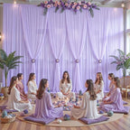 30ft×10ft Wrinkle Free Lavender Purple Backdrop Curtain Drapes, 6 Panels 5ftx10ft Sheer Tulle Chiffon Backdrop, alternate