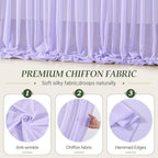 30ft×10ft Wrinkle Free Lavender Purple Backdrop Curtain Drapes, 6 Panels 5ftx10ft Sheer Tulle Chiffon Backdrop, alternate
