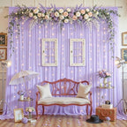30ft×10ft Wrinkle Free Lavender Purple Backdrop Curtain Drapes, 6 Panels 5ftx10ft Sheer Tulle Chiffon Backdrop, alternate