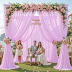 30ft×10ft Wrinkle Free Light Purple Backdrop Curtain Drapes, 6 Panels 5ftx10ft Sheer Tulle Chiffon Backdrop, alternate view 2