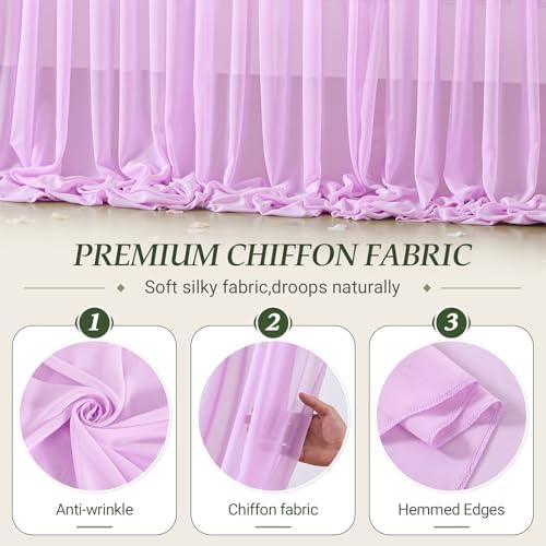 30ft×10ft Wrinkle Free Light Purple Backdrop Curtain Drapes, 6 Panels 5ftx10ft Sheer Tulle Chiffon Backdrop, alternate view 5