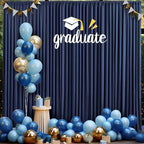 30ft×10ft Wrinkle Free Navy Blue Backdrop Curtains for Parties, 6 Panels 5×10ft Thick Silky Polyester Navy Photo, alternate