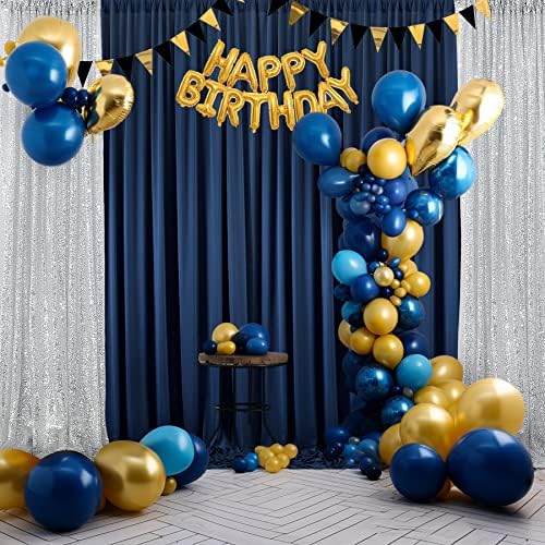 30ft×10ft Wrinkle Free Navy Blue Backdrop Curtains for Parties, 6 Panels 5×10ft Thick Silky Polyester Navy Photo, alternate