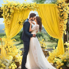 30ft×10ft Yellow Wrinkle Free Backdrop Curtain for Party Wedding, 6 Panels 5×10ft Soft Silky Polyester Photo, alternate view