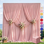 30ft×12ft Dusty Rose Backdrop Curtain for Wedding Parties, Wrinkle Free Polyester Photo Backdrop Drapes for Baby
