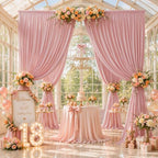 30ft×12ft Dusty Rose Backdrop Curtain for Wedding Parties, Wrinkle Free Polyester Photo Backdrop Drapes for Baby, alternate