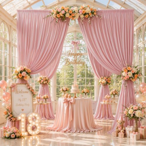30ft×12ft Dusty Rose Backdrop Curtain for Wedding Parties, Wrinkle Free Polyester Photo Backdrop Drapes for Baby, alternate