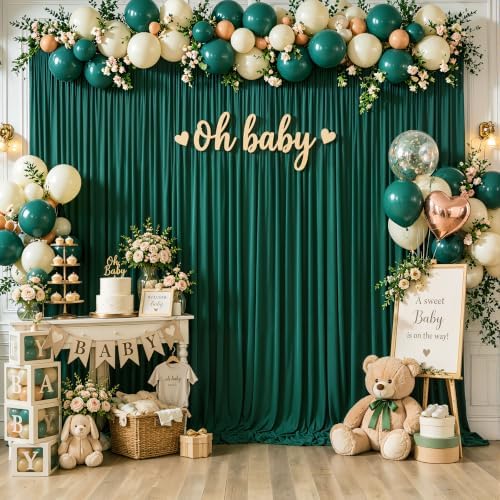 30ft×12ft Hunter Green Backdrop Curtain for Wedding Parties, Wrinkle Free Polyester Photo Backdrop Drapes for, alternate view