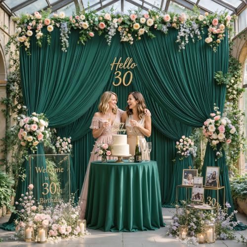 30ft×12ft Hunter Green Backdrop Curtain for Wedding Parties, Wrinkle Free Polyester Photo Backdrop Drapes for, alternate view
