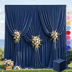 30ft×12ft Navy Blue Backdrop Curtain for Wedding Parties, Wrinkle Free Polyester Photo Backdrop Drapes for Baby