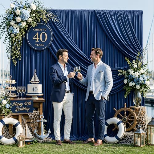 30ft×12ft Navy Blue Backdrop Curtain for Wedding Parties, Wrinkle Free Polyester Photo Backdrop Drapes for Baby, alternate