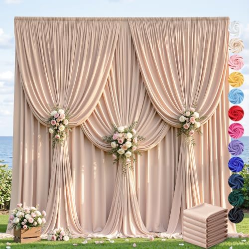 30ft×12ft Nude Backdrop Curtain for Wedding Parties, Wrinkle Free Polyester Photo Backdrop Drapes for Baby