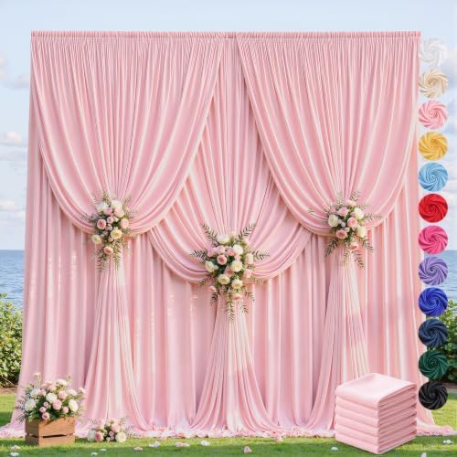 30ft×12ft Pink Backdrop Curtain for Wedding Parties, Wrinkle Free Polyester Photo Backdrop Drapes for Baby