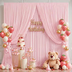 30ft×12ft Pink Backdrop Curtain for Wedding Parties, Wrinkle Free Polyester Photo Backdrop Drapes for Baby, alternate view 6