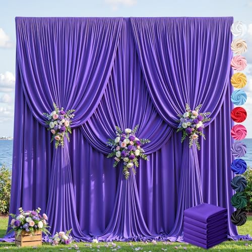 30ft×12ft Purple Backdrop Curtain for Wedding Parties, Wrinkle Free Polyester Photo Backdrop Drapes for Baby