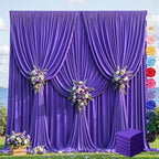 30ft×12ft Purple Backdrop Curtain for Wedding Parties, Wrinkle Free Polyester Photo Backdrop Drapes for Baby