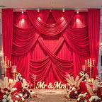 30ft×12ft Red Backdrop Curtain for Wedding Parties, Wrinkle Free Polyester Photo Backdrop Drapes for Baby, alternate view 6