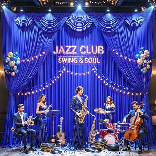 30ft×12ft Royal Blue Backdrop Curtain for Wedding Parties, Wrinkle Free Polyester Photo Backdrop Drapes for Baby, alternate
