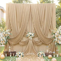 30ft×12ft Wrinkle Free Champagne Backdrop Curtain for Wedding Parties, 6 Panels 5×12ft Long Silky Polyester