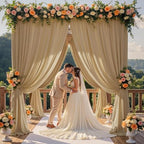 30ft×12ft Wrinkle Free Champagne Backdrop Curtain for Wedding Parties, 6 Panels 5×12ft Long Silky Polyester, alternate view 2