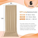 30ft×12ft Wrinkle Free Champagne Backdrop Curtain for Wedding Parties, 6 Panels 5×12ft Long Silky Polyester, alternate view 3