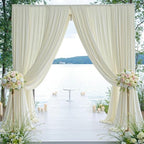 30ft×12ft Wrinkle Free Ivory Backdrop Curtain for Wedding Parties, 6 Panels 5×12ft Long Soft Silky Polyester, alternate view