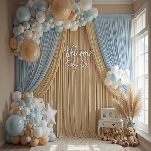 30ft×14ft Wrinkle Free Champagne Backdrop Curtain for Wedding Parties Photo in 14ft Long_6 Panels in Champagne, alternate