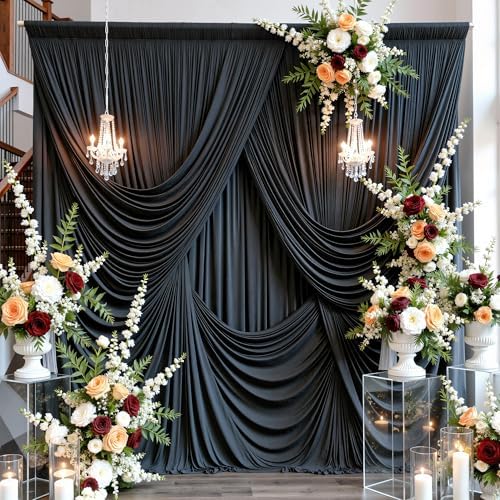 30ft×15ft Black Backdrop Curtain for Halloween Parties, alternate view 2