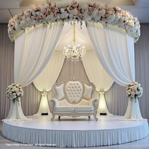 30ft×15ft White Backdrop Curtain for Wedding Parties, alternate view 4
