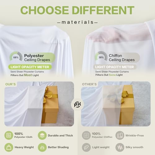 30ft×15ft White Backdrop Curtain for Wedding Parties, alternate view 5