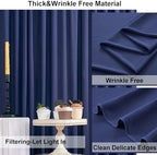 30ft×8ft Wrinkle Free Navy Blue Backdrop Curtains for Parties, 6 Panels 5ft×8ft Thick&Silky Polyester Navy Photo, alternate