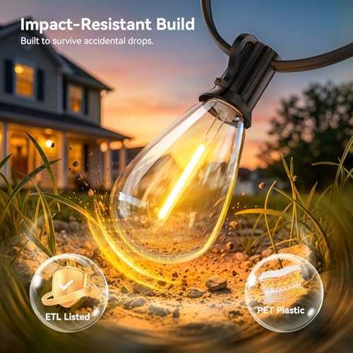 30FT Outdoor String Lights with Remote, Waterproof Patio Lights with 10+1 Shatterproof LED Bulbs, Dimmable, alternate view 4