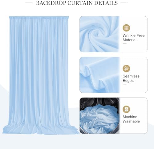 30ft x 10ft Baby Blue Backdrop Curtains for Parties, 6 Panels 5ft x 10ft Wrinkle-Free Light Blue Drapes for Baby, alternate
