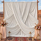 30ft x 10ft Beige Backdrop Drapes for Wedding Parties, 6 Panels Wrinkle-Free Polyester Fabric Background