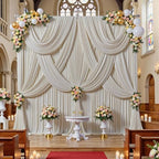 30ft x 10ft Beige Backdrop Drapes for Wedding Parties, 6 Panels Wrinkle-Free Polyester Fabric Background, alternate view 6