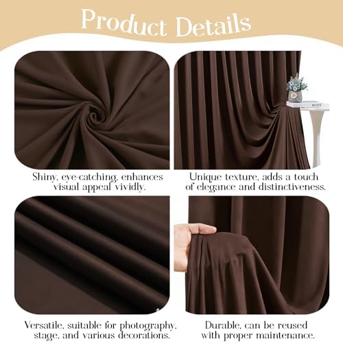 30ft x 10ft Brown Backdrop Curtains, Brown Drapes for Backdrop Fabric in 30 ft X 10 ft(6 Panels 5ft X 10ft) in, alternate