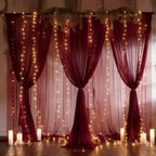 30ft x 10ft Burgundy Backdrop Curtain with Lights String for Parties, Sheer Tulle Wedding Photo Backdrops Drapes, alternate